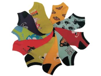 Women's No Show Novelty Socks - Cool Monkey Print - 10-Pair Packs - Size 9-11
