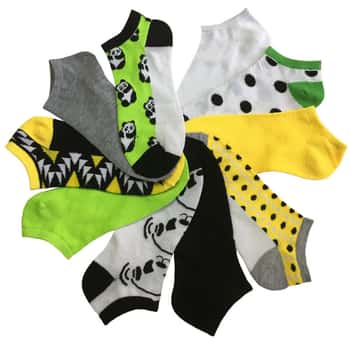 Women's No Show Novelty Socks - Assorted Patterns - 10-Pair Packs - Size 9-11