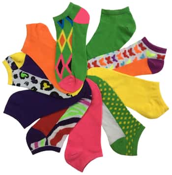 Women's No Show Socks - Assorted Colors - 10-Pair Packs - Size 9-11