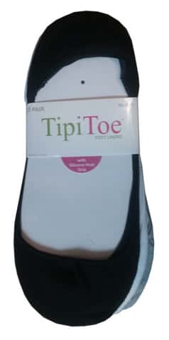 Women's Toe Cut Ped Sock Footliners w/ Silicone Heel Grip - Size 9-11 - 3-Pair Packs