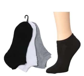 Women's Cushioned Ankle Socks - Black, Grey, & White - Size 9-11 - 3-Pair Packs