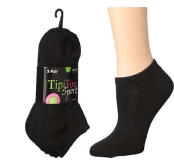 Women's Cushioned Ankle Socks - Black - Size 9-11 - 3-Pair Packs