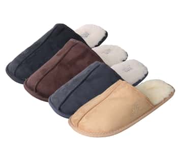 Men's Velour w/ Fleece Lining Slide Slippers