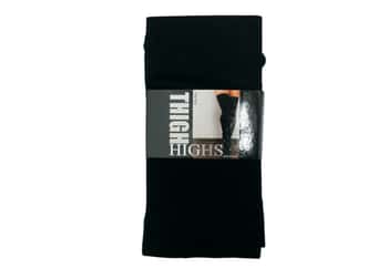 Solid Black Opaque Thigh High Stockings