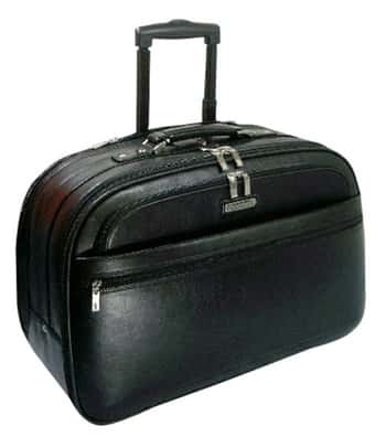 Full Grain Leather Carry-On Rolling Briefcase