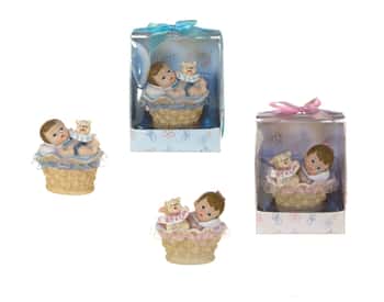 Gender Reveal Baby Sleeping in Basket Party Favors - Choose Your Color(s)