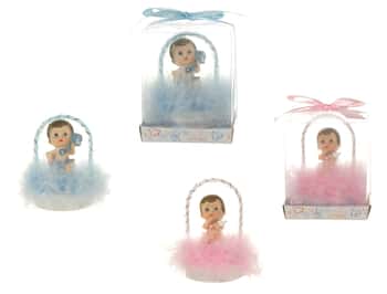 Gender Reveal Baby Sitting Under Arch Party Favors w/ Clear Designer Gift Box - Choose Your Color(s)