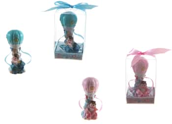 Gender Reveal Baby & Hot Air Balloon Party Favor w/ Clear Designer Gift Box - Choose Your Color(s)