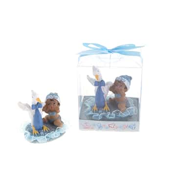 Newborn Baby Playing with Stork Party Favors w/ Clear Designer Gift Box - Choose Your Color(s)