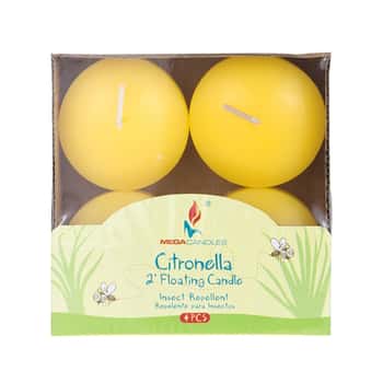 2" Citronella Floating Disc Insect Repellent Candles w/ Designer Packaging - 4-Pack - Choose Your Color(s)
