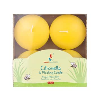 3" Citronella Floating Disc Insect Repellent Candles w/ Designer Packaging - 4-Pack - Choose Your Color(s)
