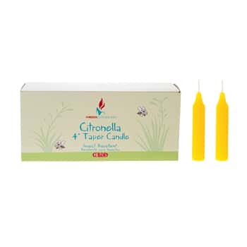 4" Insect Repelling Citronella Straight Taper Candles w/ Designer Box - 48-Pack - Choose Your Color(s)