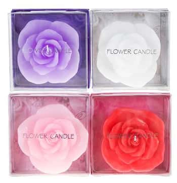 3.5" Rose Pedal Floating Candles in Clear Box- Asst