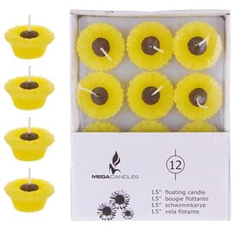 1.5" Unscented Floating Sun Flower Candle in White Box