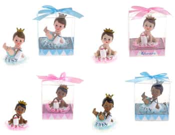Baby Wearing Crown Holding Bottle Poly Resin