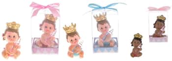 Baby Wearing Crown Holding Bottle Poly Resin