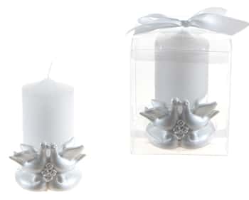 Two Doves Poly Resin w/ Pearl Candle Set