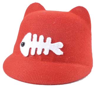 Children's Mesh Hats w/ Ears & Embroidered Fish