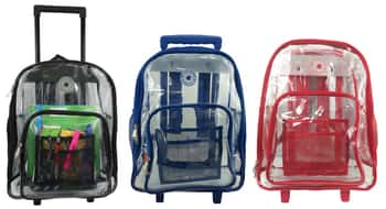 17" Deluxe Clear Rolling Backpacks