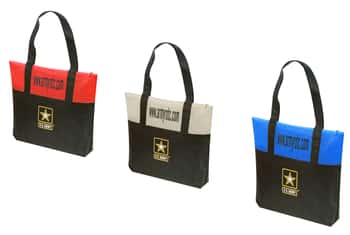 Non-Woven Two Tone Tote Bags w/ Zipper - U.S. Army Print - Choose Your Color(s)