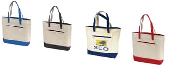 11" Canvas Tote Bags w/ Zippered Cargo Pocket - Choose Your Color(s)