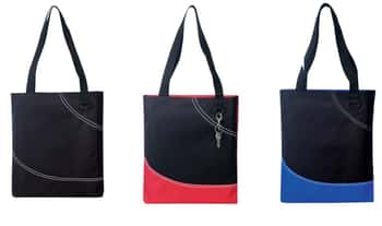 Two Tone Poly Tote Bags w/ Stiching Details - Choose Your Color(s)