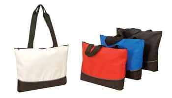 Two Tone Poly Tote Bags w/ Zipper- Choose Your Color(s)