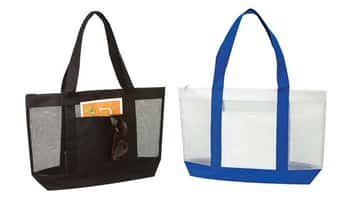 Mesh Tote Bags w/ Zipper & Front Cargo Pocket - Choose Your Color(s)