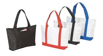Poly Tote Bags w/ Zipper & Front Cargo Pocket - Choose Your Color(s)