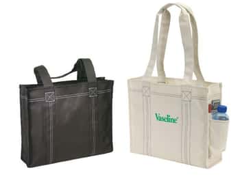 Deluxe Poly Tote Bags w/ Stitching Details & Side Cargo Pocket - Choose Your Color(s)