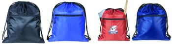 15" Drawstring Bags w/ Front Zipper