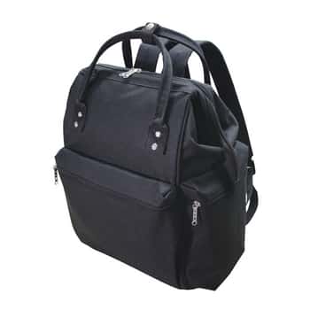 16" Wide Mouth Computer Laptop Backpacks w/ Cargo Zippered Pockets - Black