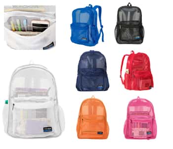 17" Heavy Duty Mesh Backpacks w/ Zip-Up Cargo Pockets - Choose Your Color(s)