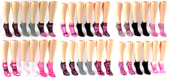 Women's Novelty Low-Cut Socks - Breast Cancer Awareness Prints - Size 9-11 - 3-Pair Packs