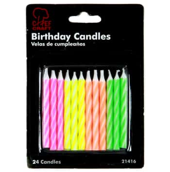 Neon Spiral Candles - 24-Packs
