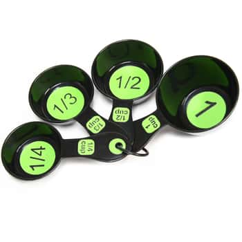 4 Piece Green Large Print Plastic Measuring Cup Sets