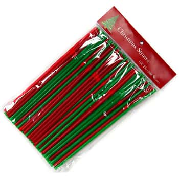 Flexible Christmas Straws - 100-Pack