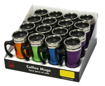 16 oz. Stainless Steel Coffee Mugs PDQ in Shelf Display