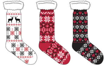 Women's Premium Sherpa Lined Crew Socks w/ Non-Skid Grips - Size 9-11