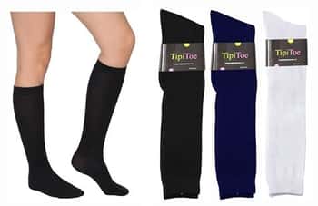 Girl's Knee High Socks - Black/White/Navy - Size 6-8 - Choose Your Color(s)