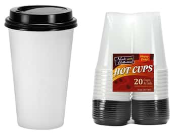 16 oz. White Hot Cups w/ Lid - 20-Packs - Nicole Home Collection