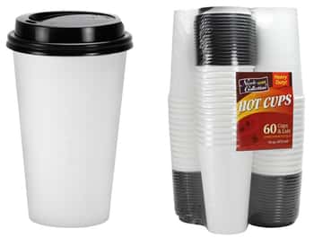 16 oz. White Hot Cups w/ Lid - 60-Packs - Nicole Home Collection