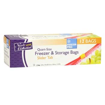Quart - Slide Tab - Freezer/Storage Bags - 12-Packs - Nicole Home Collection