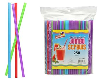 Multi-Colored Jumbo Straws, 250-Packs  - Party Dimensions