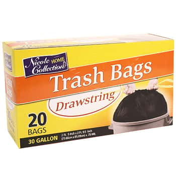 30 Gallon Drawstring Trash Bags 20-Packs - Nicole Home Collection