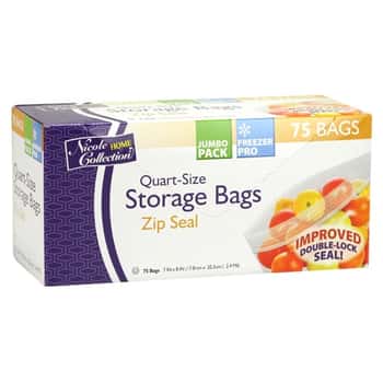 Quart - Zip Seal Bags - 75-Packs  - Nicole Home Collection