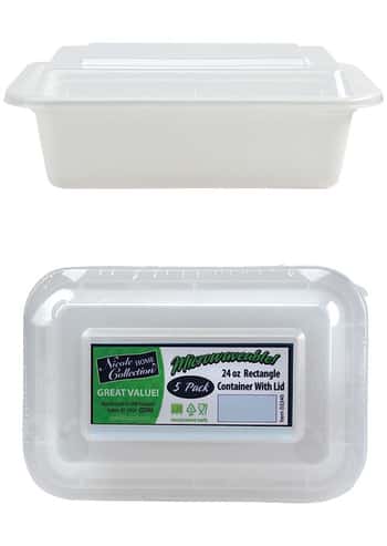 7" X 5" Rectangle Microwaveable Containers - White - 5-Packs  - Nicole Home Collection