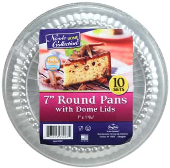 Aluminum 7" Round Pans w/ Dome Lid - 10-Packs - Nicole Home Collection