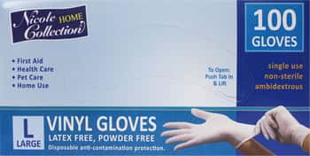 Large Powder Free Vinyl Gloves 100-Packs - Nicole Home Collection