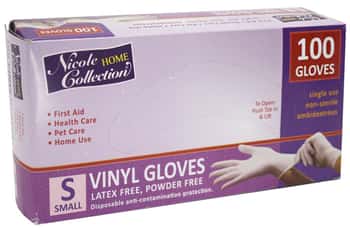 Small Powder Free Vinyl Gloves 100-Packs - Nicole Home Collection